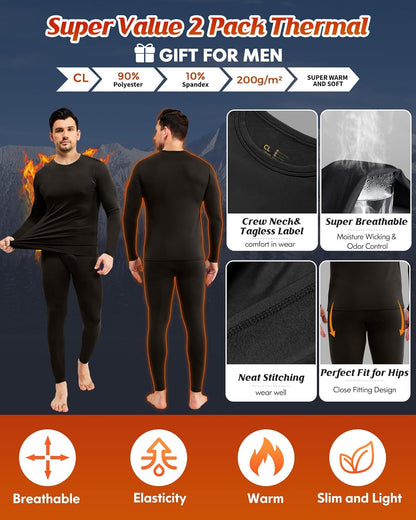 Thermal Underwear for Men Long Johns Base Layer Winter Set