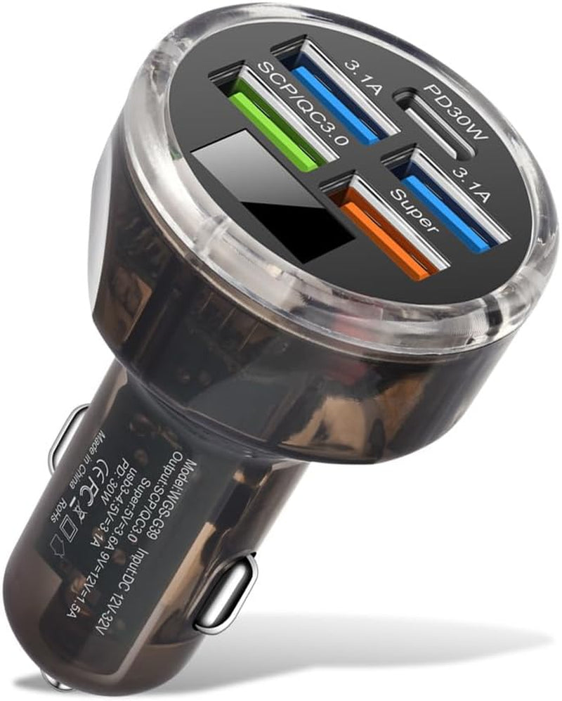 5 Multi Port 65W USB C Car Phone Charger Adapter