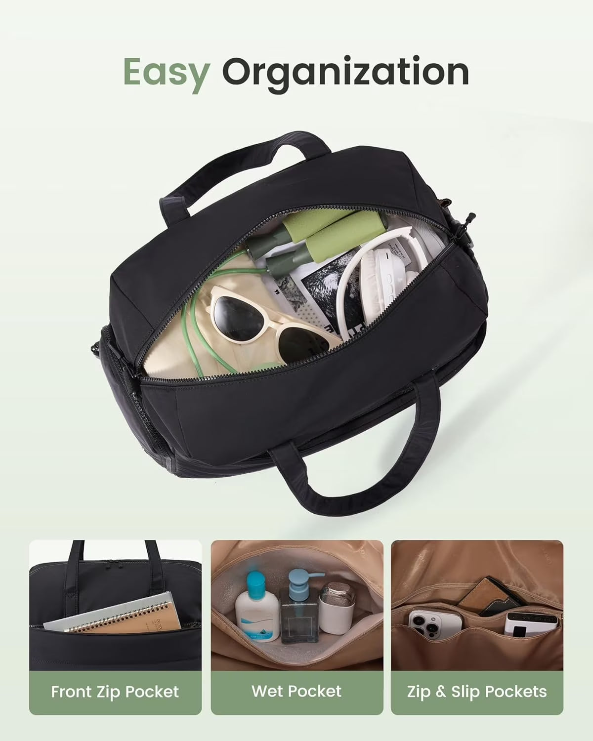 Small Gym Bag for Women with Large Tumbler Holder Pocket, Carry on Weekender Travel Duffel Bag with Shoe Compartment, Overnight Mini Personal Bag with Pouch for Workout Sport Dance Yoga