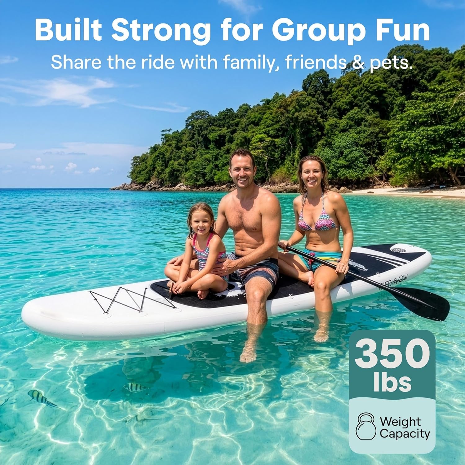10’6” Inflatable Stand up Paddle Board with Premium SUP Accessories - 32” Wide Stable Design with Non-Slip EVA Deck Pad, for Youth and Adults, 350 Lbs. Capacity