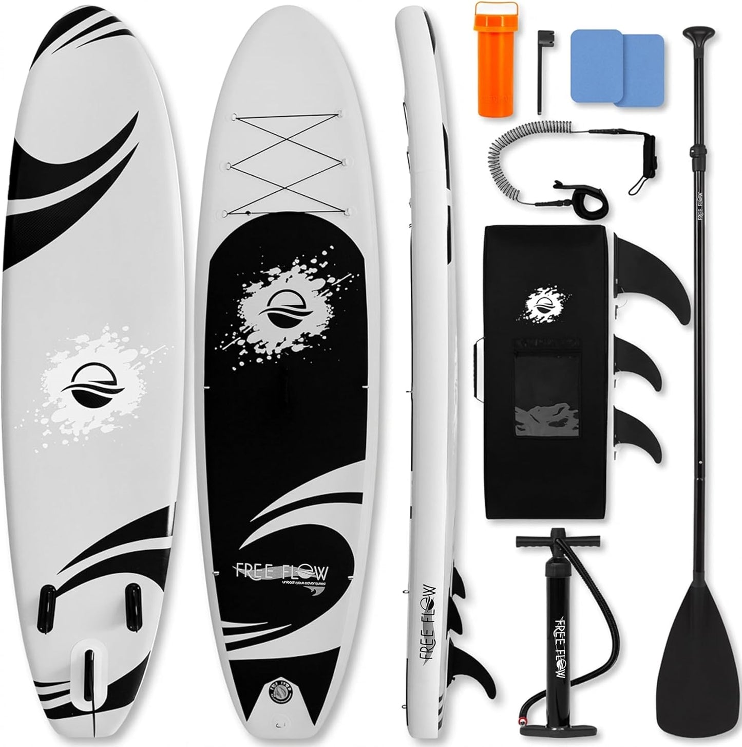 10’6” Inflatable Stand up Paddle Board with Premium SUP Accessories - 32” Wide Stable Design with Non-Slip EVA Deck Pad, for Youth and Adults, 350 Lbs. Capacity