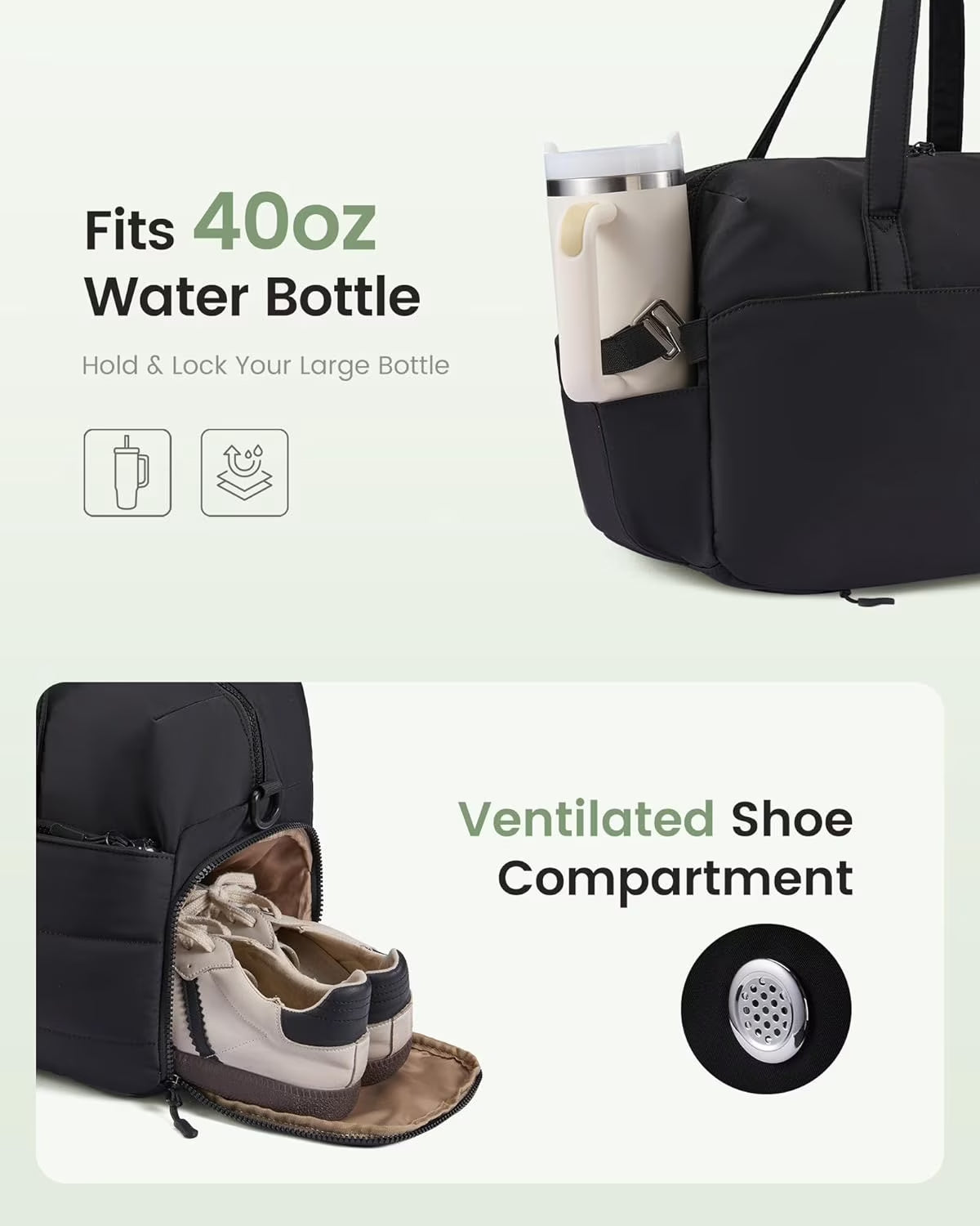 Small Gym Bag for Women with Large Tumbler Holder Pocket, Carry on Weekender Travel Duffel Bag with Shoe Compartment, Overnight Mini Personal Bag with Pouch for Workout Sport Dance Yoga