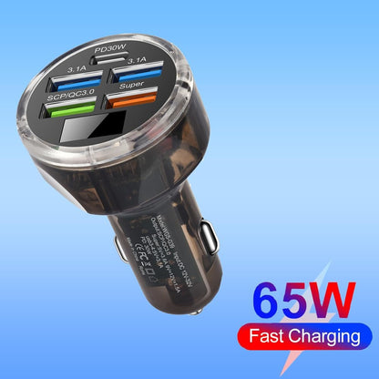 5 Multi Port 65W USB C Car Phone Charger Adapter