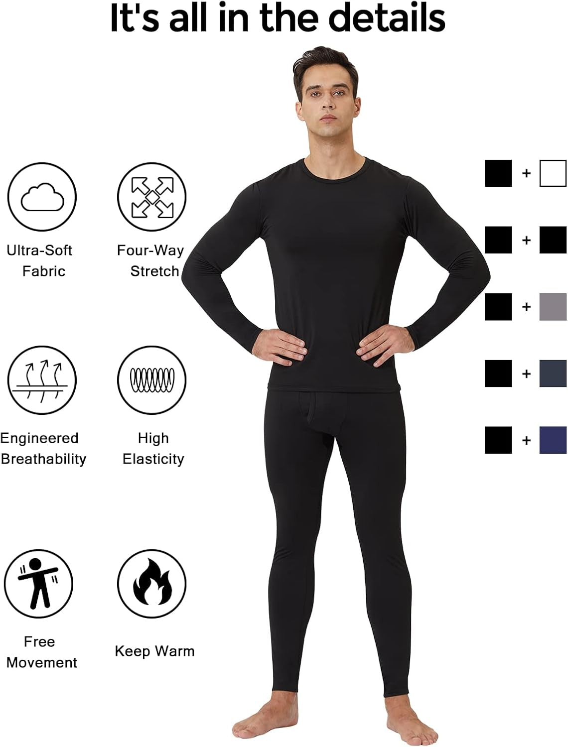 Thermal Underwear for Men Long Johns Base Layer Winter Set