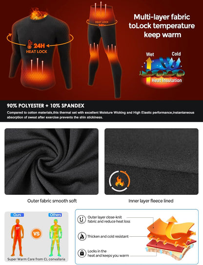Thermal Underwear for Men Long Johns Base Layer Winter Set