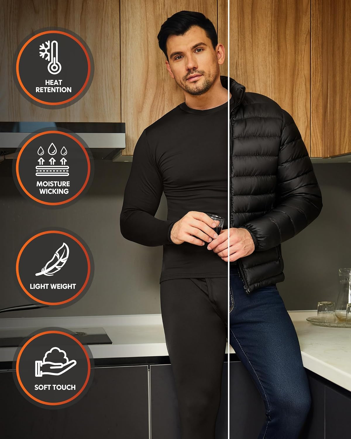 Thermal Underwear for Men Long Johns Base Layer Winter Set