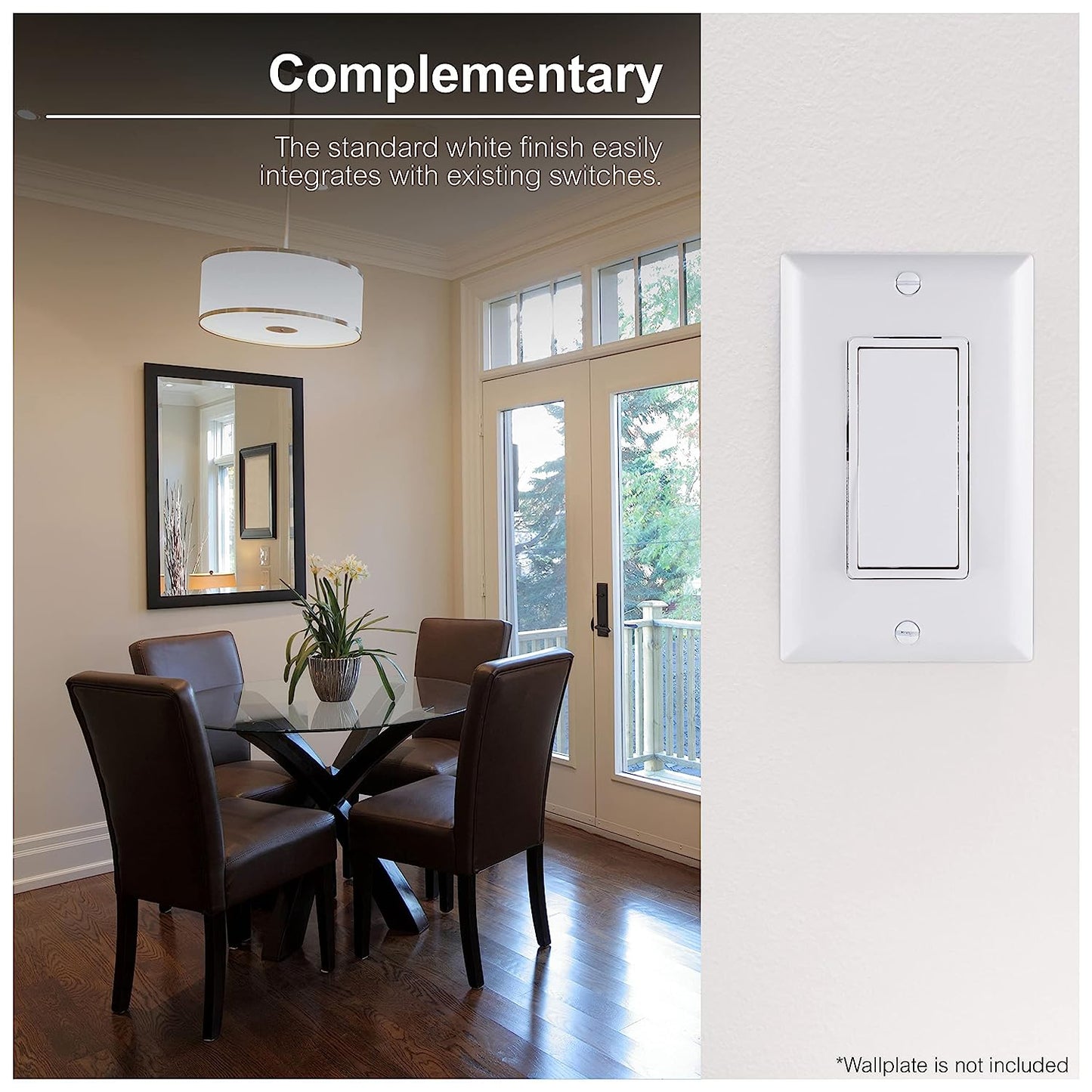 GE In-Wall Switch, Single Pole, Paddle Rocker, White, 1 Pack